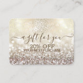 Chic Gold Confetti, Glitter Bokeh Kortingskaartje (Voorkant)