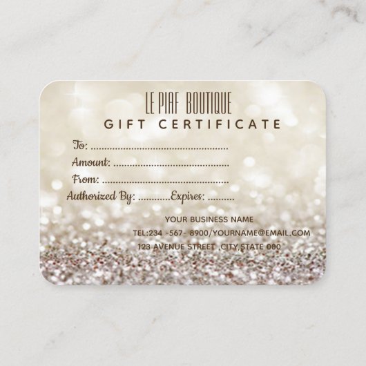 Chic Gold Confetti, Glitter Bokeh Kortingskaartje (Achterkant)