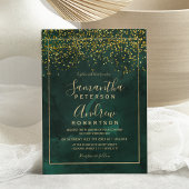 Chic gold confetti green typografie bruiloft kaart