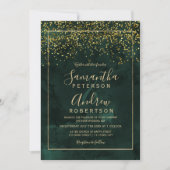 Chic gold confetti green typografie bruiloft kaart (Voorkant)