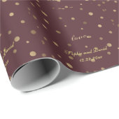 Chic Gold Confetti Love Bourgogne bruiloft Cadeaupapier (Rol Hoek)