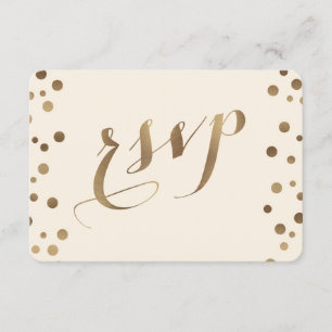 Chic Gold Confetti Love Champagne Wedding RSVP