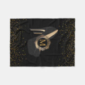 Chic Gold Confetti Monogram | Zwart op hoge hoogte Fleece Deken (Voorkant (Horizontaal))