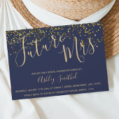 Chic gold confetti navy blue Mrs vrijgezellenfeest Kaart