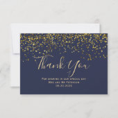 Chic Gold confetti navy blue typografie bedankt Kaart (Voorkant)