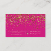 Chic gold confetti neon roze make-up typografie visitekaartje (Achterkant)
