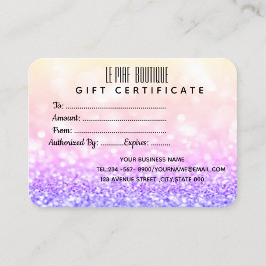 Chic Gold Confetti, Ombre Glitter Bokeh Kortingskaartje (Achterkant)