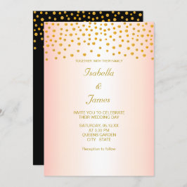 Chic Gold Confetti op zwart-Roos Gold Kaart