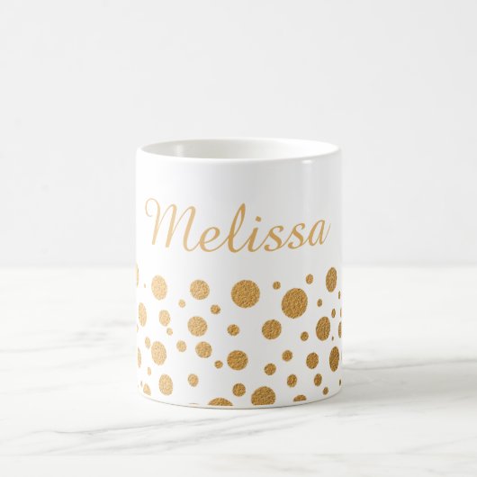 Chic Gold Confetti Stip - Aangepaste naam Koffiemok (Center)
