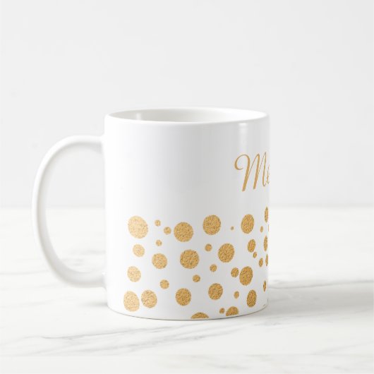 Chic Gold Confetti Stip - Aangepaste naam Koffiemok (Links)