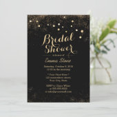 Chic Gold Confetti Stippen zwart Vrijgezellenfeest Kaart (Staand voorkant)