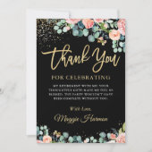 Chic Gold Coral Floral Surprise Retirement Party Bedankkaart (Voorkant)