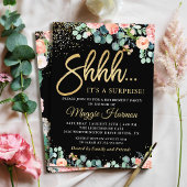 Chic Gold Coral Floral Surprise Retirement Party Kaart