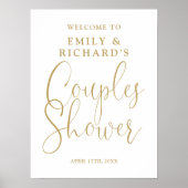 Chic Gold Couples Douche Welkomstbord Poster (Voorkant)