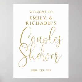 Chic Gold Couples Douche Welkomstbord Poster