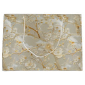 Chic gold cream floral groot cadeauzakje (Voorkant)