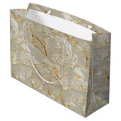 Chic gold cream floral groot cadeauzakje (Achterkant Gekanteld)