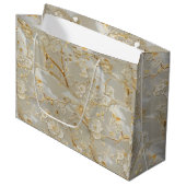 Chic gold cream floral groot cadeauzakje (Voorkant Gekanteld)