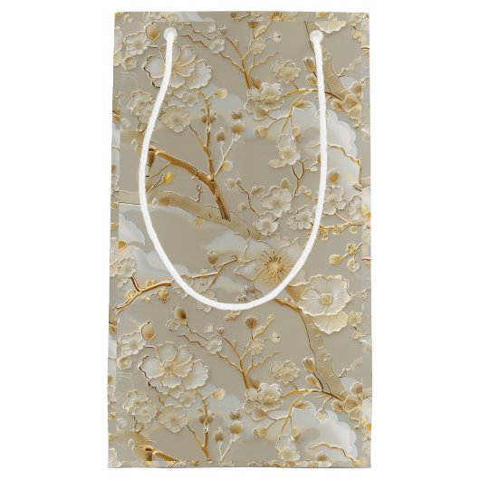 Chic gold cream floral klein cadeauzakje (Voorkant)