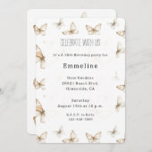 Chic Gold Cream White Butterflies Birthday Kaart (Voorkant / Achterkant)