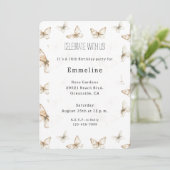 Chic Gold Cream White Butterflies Birthday Kaart (Staand voorkant)