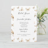 Chic Gold Cream White Butterflies Bridal Shower Kaart (Staand voorkant)