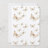 Chic Gold Cream White Butterflies Wedding   Kaart (Achterkant)