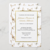 Chic Gold Cream White Butterflies Wedding   Kaart (Voorkant / Achterkant)