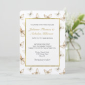 Chic Gold Cream White Butterflies Wedding   Kaart (Staand voorkant)