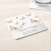 Chic Gold Cream White Butterflies Wedding  Kartonnen Onderzetters (Schuin)