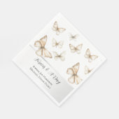 Chic Gold Cream White Butterflies Wedding  Servet (Hoek)