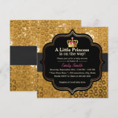 Chic Gold Crown Little Princess Baby shower Kaart (Voorkant / Achterkant)