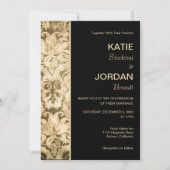 Chic Gold Damask Wedding Uitnodiging (Voorkant)