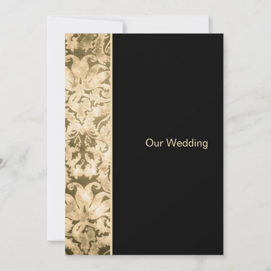 Chic Gold Damask Wedding Uitnodiging (Achterkant)