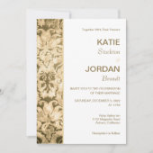 Chic Gold Damask Wedding Uitnodiging (Voorkant)