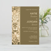 Chic Gold Damask Wedding Uitnodiging (Staand voorkant)