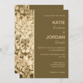 Chic Gold Damask Wedding Uitnodiging (Voorkant / Achterkant)