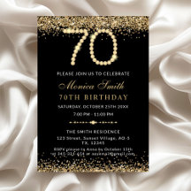 Chic Gold Diamonds 70e verjaardagsfeest uitnodigin