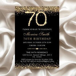 Chic Gold Diamonds 70th Birthday Party Invitation Kaart