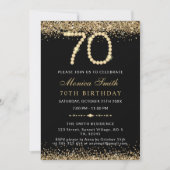 Chic Gold Diamonds 70th Birthday Party Invitation Kaart (Voorkant)