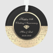 Chic Gold Diamonds Black 50th Wedding Jubileum Ornament (achterkant)