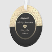 Chic Gold Diamonds Black 50th Wedding Jubileum Ornament (voorkant)