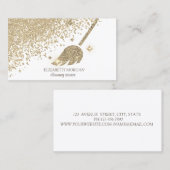 Chic Gold Diamonds Broom Maid Cleaning House Visitekaartje (Voorkant / Achterkant)