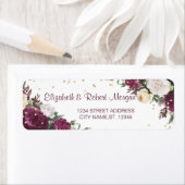 Chic Gold Diamonds Burgundy Floral Wedding Label (Insitu)