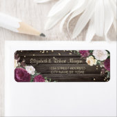 Chic Gold Diamonds Burgundy Flowers Wood Etiket (Insitu)