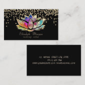 Chic Gold Diamonds Colorful Lotus Black Visitekaartje (Voorkant / Achterkant)