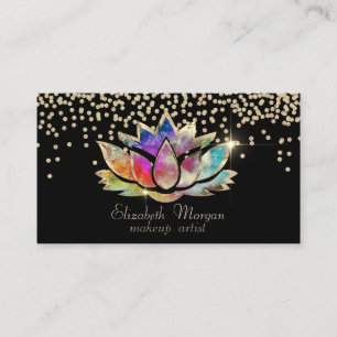 Chic Gold Diamonds Colorful Lotus Black Visitekaartje