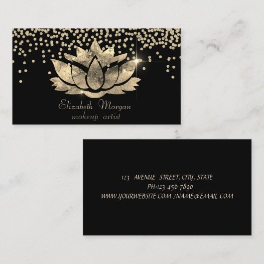 Chic Gold Diamonds Lotus Black Visitekaartje (Voorkant / Achterkant)