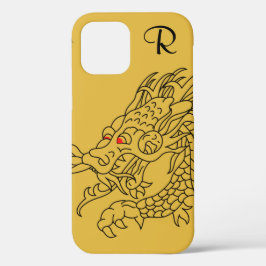 Chic Gold Dragon Monogram Hoesje-Gemate iPhone Cas Case-Mate iPhone Case