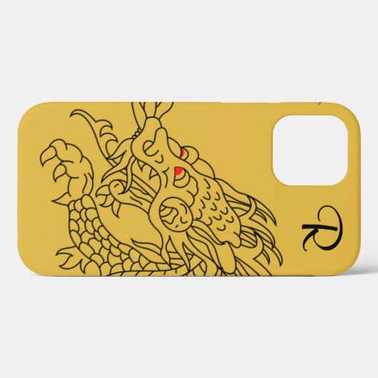 Chic Gold Dragon Monogram Hoesje-Gemate iPhone Cas Case-Mate iPhone Case (Achterkant (horizontaal))